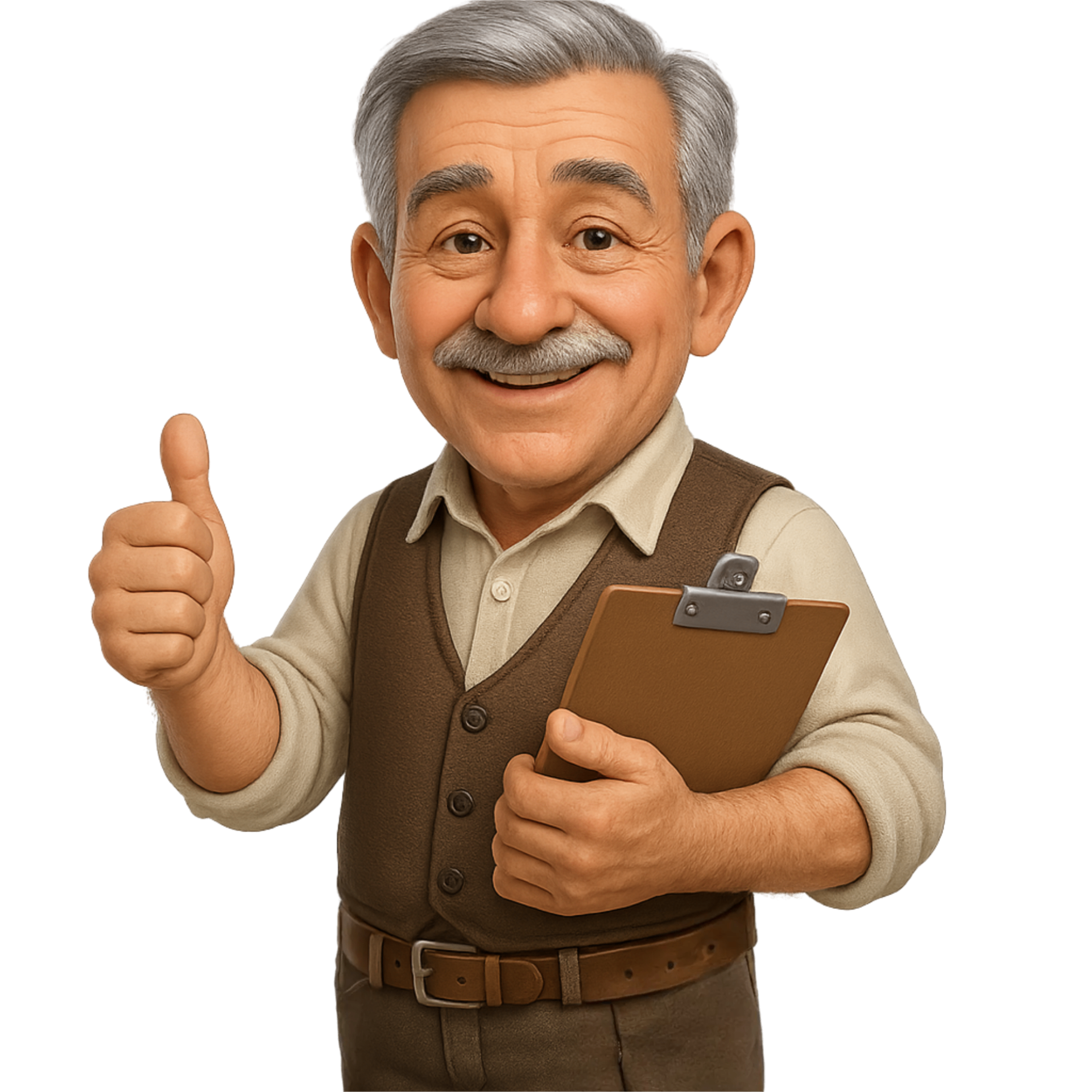 HEVE, the Access Machinery mascot, giving a thumbs up while holding a clipboard